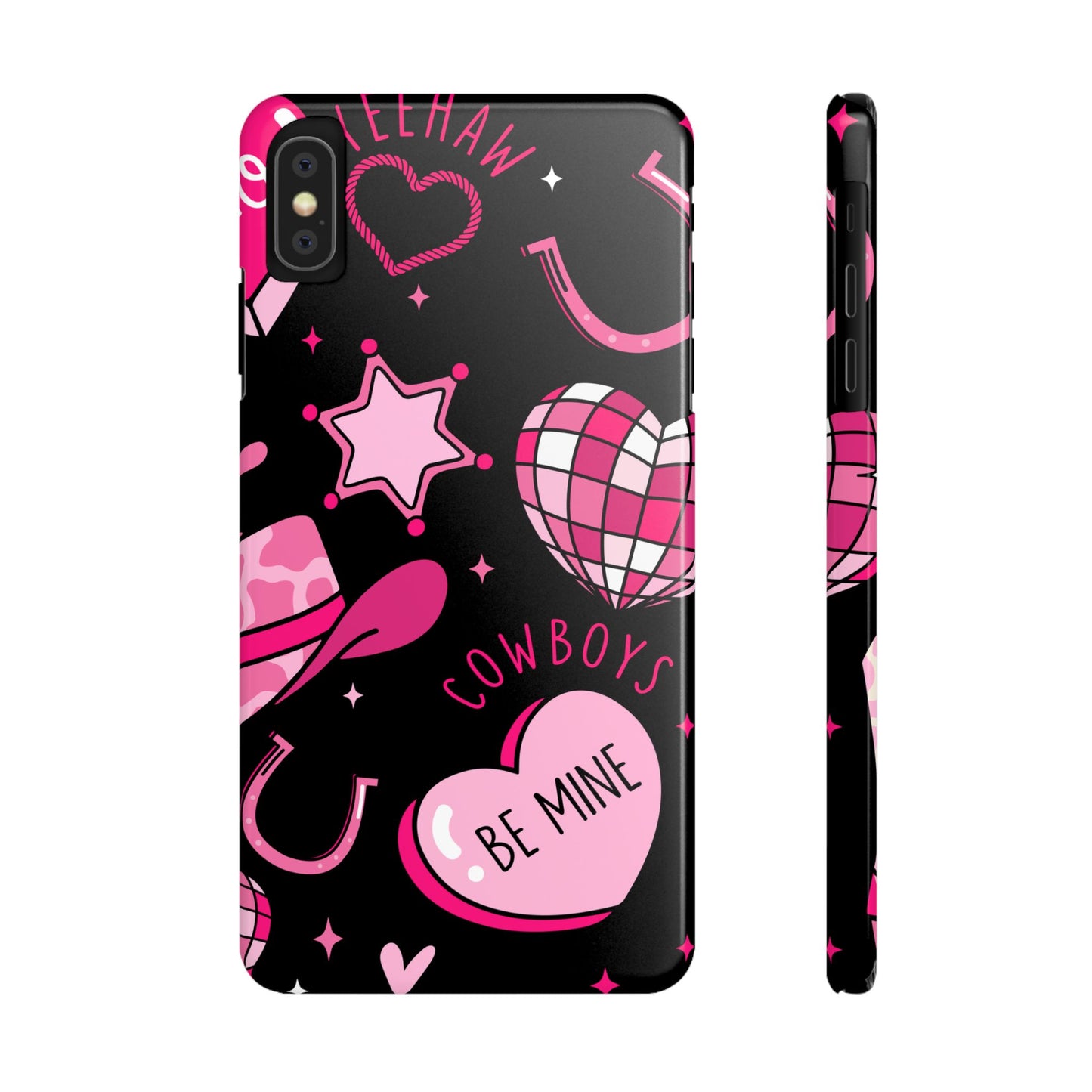 Cowboy Love Slim Phone Case, Cute Phone Cover, Valentine's Day Gift, Trendy Accessories for Her, Fun Heart Design