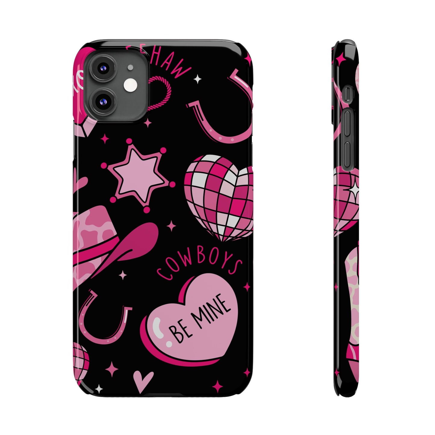 Cowboy Love Slim Phone Case, Cute Phone Cover, Valentine's Day Gift, Trendy Accessories for Her, Fun Heart Design