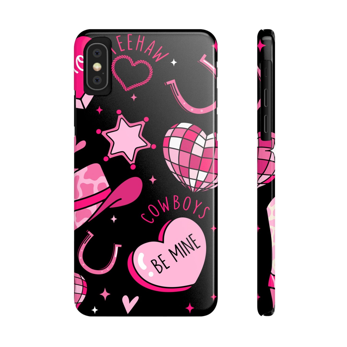 Cowboy Love Slim Phone Case, Cute Phone Cover, Valentine's Day Gift, Trendy Accessories for Her, Fun Heart Design