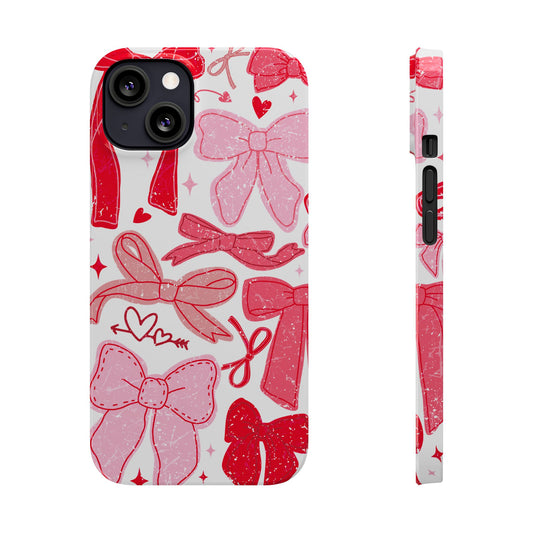 Charming Bow Pattern Slim Phone Cases, Perfect Gift for Fashion Lovers, Cute Accessory for Valentine's Day, Stylish Mobile Cover, Bow Design