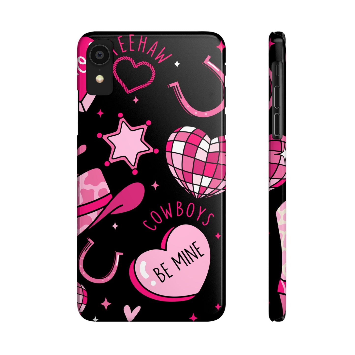 Cowboy Love Slim Phone Case, Cute Phone Cover, Valentine's Day Gift, Trendy Accessories for Her, Fun Heart Design